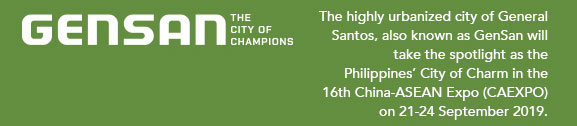 GENSAN the city of Charm : The highly urbanized city of General Santos, also known as GenSan will take the spotlight as the Philippines’ City of Charm in the 16th China-ASEAN Expo (CAEXPO) on 21-24 September 2019.